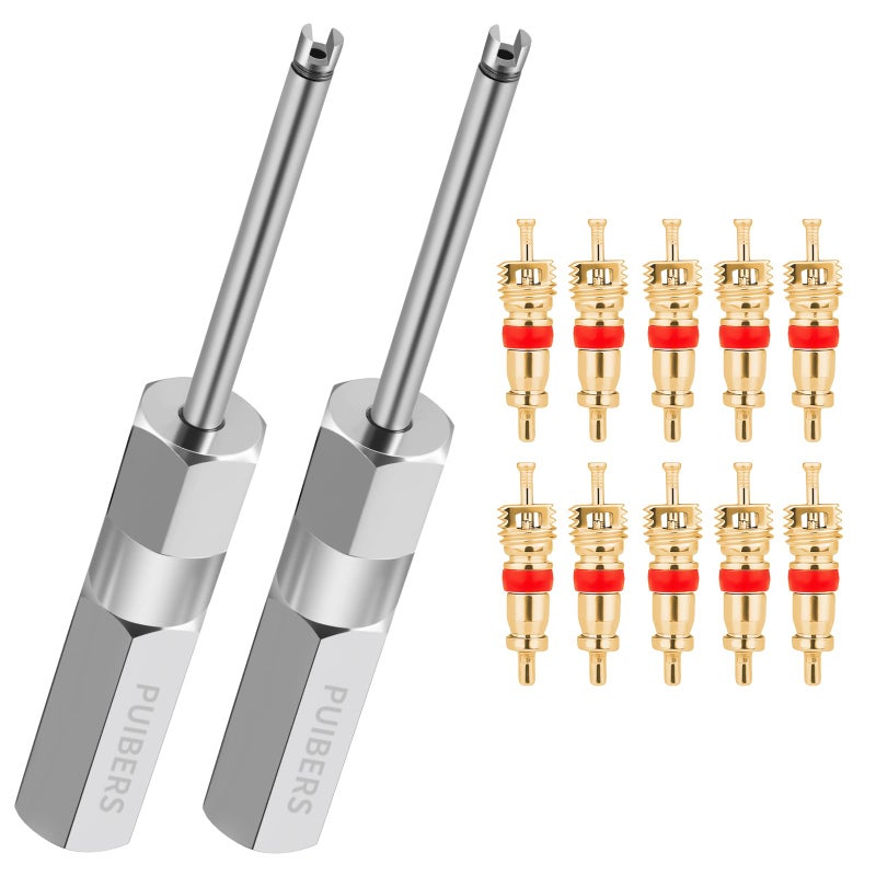 PUIBERS Magnetic Schrader Valve Stem Removal Tools  4.3 Inch Valve Core Removal Tool Set with 10 Valve Cores Stainless Steel Tire Valves Tool for Schrader Cores (2-Pack) - Image 1